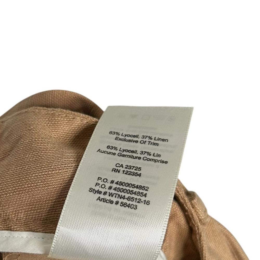 Aritzia Wilfred With Linen Wide Leg Belted Trouser Pants Camel Tan Women’s Sz 8 - Picture 9 of 9